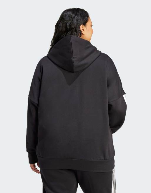 adidas Performance - Essentials - Plus Size - Hoodie van fleece met 3-stripes in zwart en wit, 2 van 4