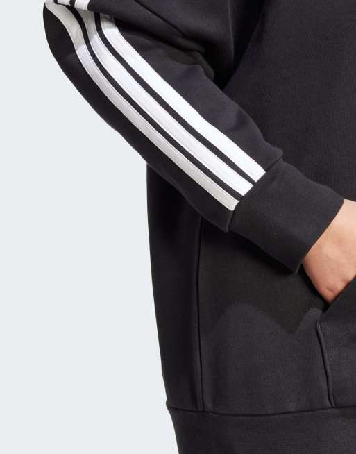 adidas Performance - Essentials - Plus Size - Hoodie van fleece met 3-stripes in zwart en wit, 4 van 4