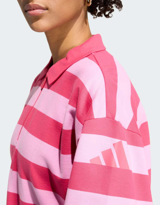 adidas Performance - Essentials - Polo moderne en tissu éponge à manches longues - Rose vif/St Tropic Bloom, 4 de 4