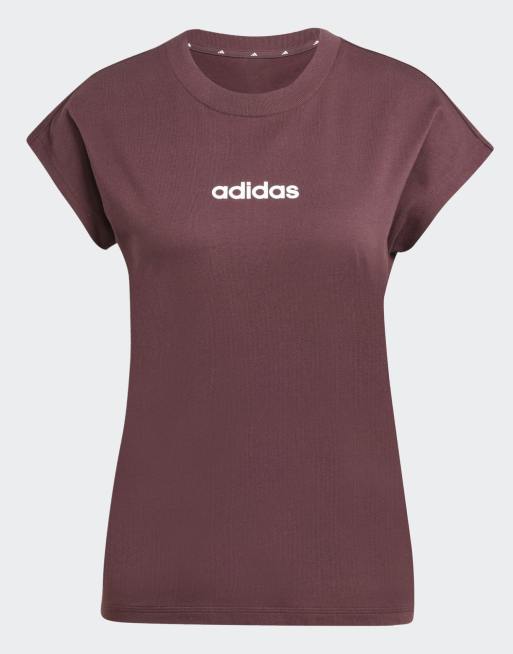 adidas Performance - Essentials - Rødbrun T-shirt i bomuld med lineært logo, 4 af 4