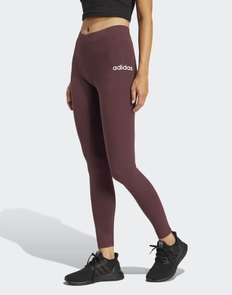 adidas Performance - Essentials - Rødbrune leggings i bomuld med logoprint - view 1