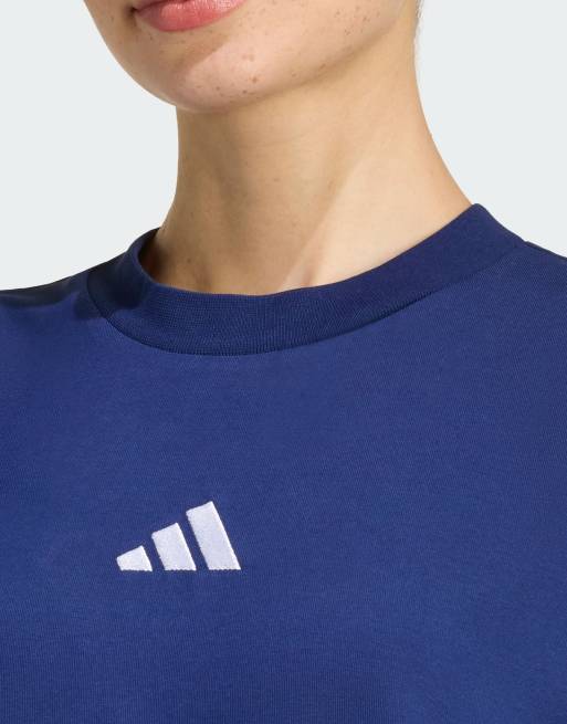 adidas Performance - Essentials - Robe t-shirt à 3 bandes - Bleu foncé/blanc, 3 de 4