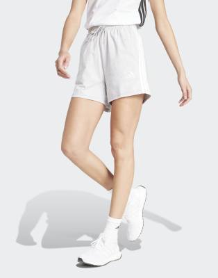 adidas Performance - Essentials - Shorts in Hellgrau mit den 3 Streifen in Weiß
