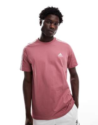 adidas Performance essentials single jersey 3-stripes t-shirt in red
