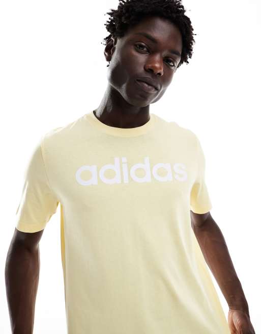 adidas Performance essentials single jersey linear embroidered logo t shirt in yellow ASOS