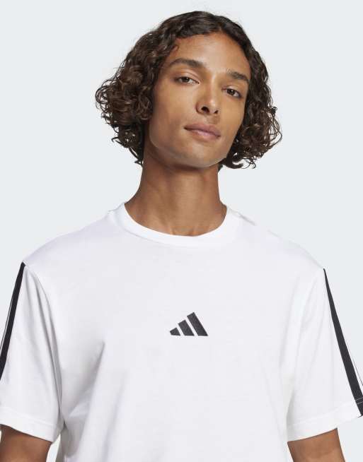 adidas Performance - Essentials - Single - T-shirt van jersey met 3-Stripes in wit/groen, 3 van 4