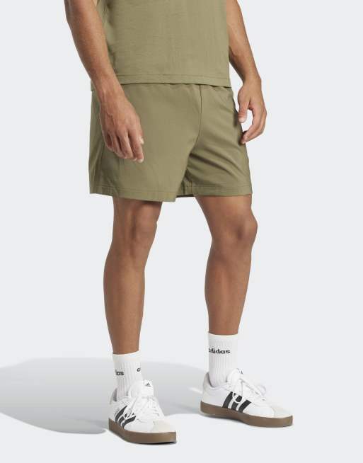adidas Performance Essentials small logo Chelsea shorts in olive strata and black, 3 of 4