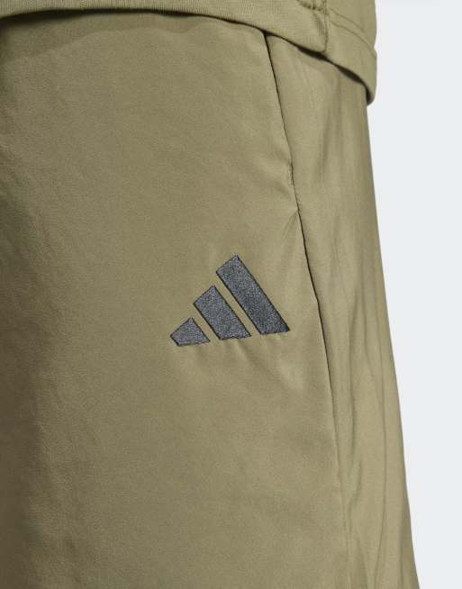 adidas Performance Essentials small logo Chelsea shorts in olive strata and black, 4 of 4