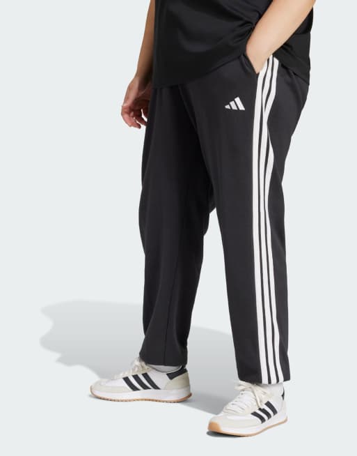 adidas Performance - Essentials - Sort/hvide bukser med 3 striber, frotté-for og tætsiddende buksekanter