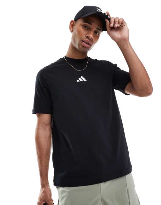 adidas Performance – Essentials – Svart, enkel t-shirt i jersey med liten logga, 3 av 4