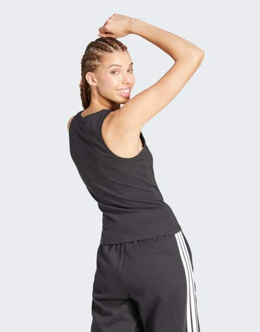 adidas Performance – Essentials – Svart och vitt linne i bomull med smal passform och linjär logga, 2 av 4