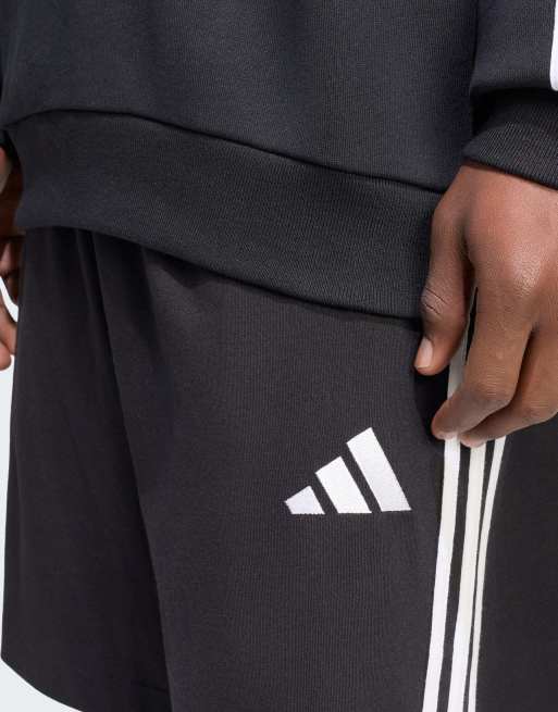 adidas performance – Essentials – Svarta och vita shorts i jersey med tre ränder, 4 av 4