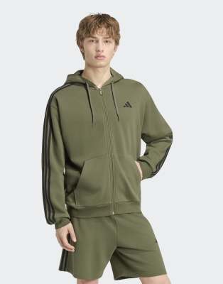 Adidas Vert Sweatshirt À Capuche Zippé Essentials 3-Stripes - Image 2