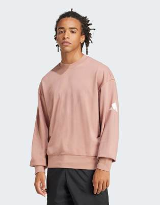 Essentials - Sweat-shirt ample  logo 3 bandes - Argile chaud et blanc - Adidas Performance - Modalova