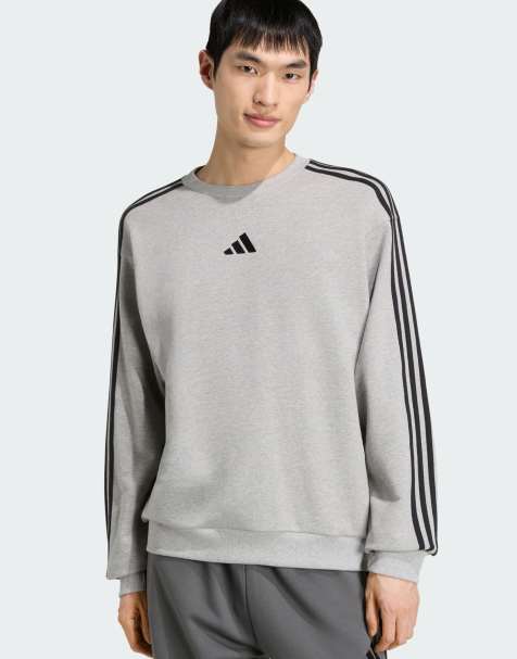 adidas Performance Essentials sweatshirt 3 bandes en molleton français gris et noir - view 1