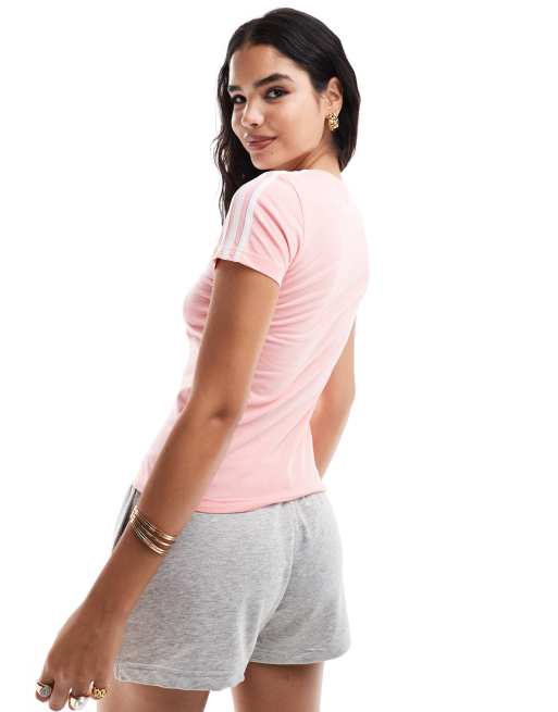 adidas Performance - Essentials - T-shirt ajusté avec 3 bandes - Rose, 2 de 4