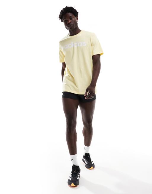 adidas Performance – Essentials – T-Shirt aus Single-Jersey in Gelb mit linearer Logostickerei, 3 von 4
