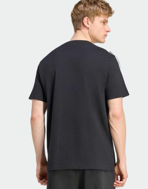 adidas Performance – Essentials – T-Shirt aus Single-Jersey in Schwarz / Weiß mit drei Streifen und Logo auf der linken Brust, 5 von 5