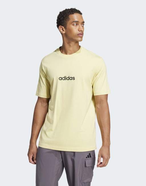 adidas Performance - Essentials - T-shirt en jersey à motif linéaire - Jaune poudré et noir