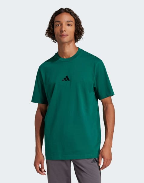 adidas Performance - Essentials - T-shirt in jersey verde con logo piccolo nero - view 1