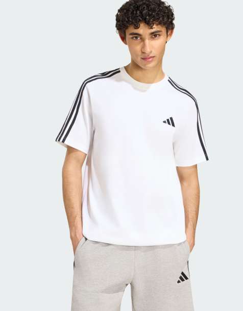 adidas performance - Essentials - T-shirt van jersey met 3-Stripes en logo links op de borst in wit en zwart - view 1