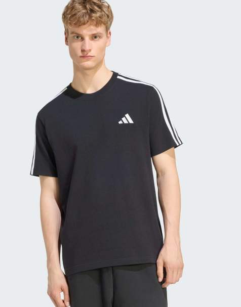 adidas Performance - Essentials - T-shirt van jersey met 3-Stripes en logo links op de borst in zwart en wit - view 1