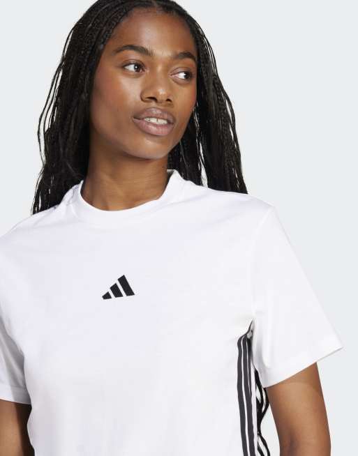adidas performance - Essentials - T-shirt van katoen met 3-Stripes in wit / zwart, 4 van 4