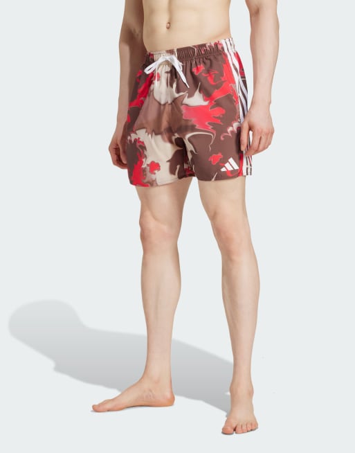 adidas Performance - Falmede røde 5-tommers badeshorts med tie-dye-print