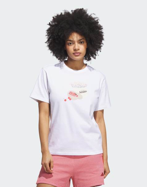 adidas performance Farmers market graphic tee in white