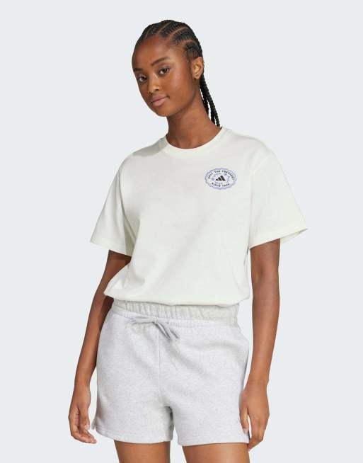 adidas Performance – Farmers Market –Naturvit T-shirt med grafiskt tryck