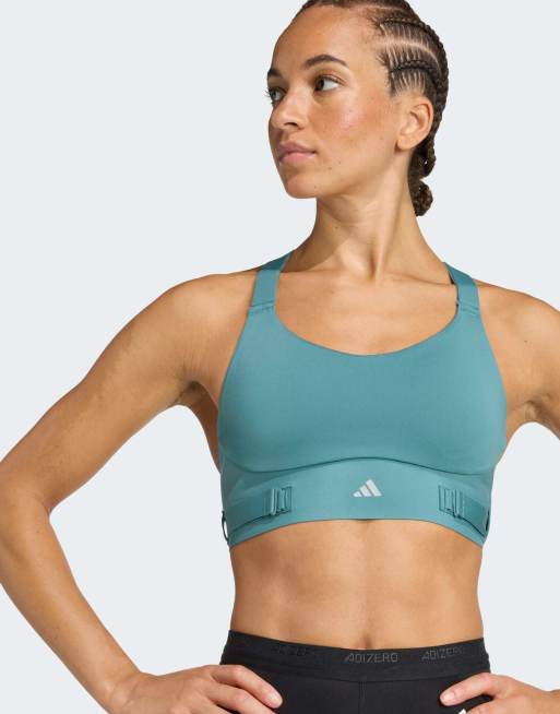 adidas Performance – Fastimpact Luxe Run – Sport-BH in Preloved Teal / Preloved Teal mit hoher Stützfunktion, 4 von 4