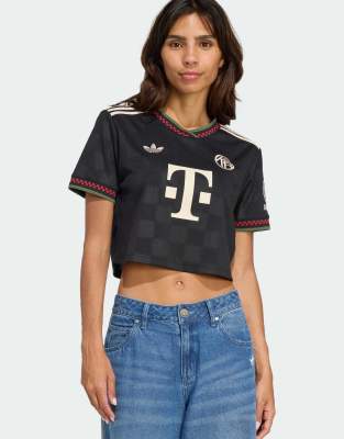 adidas Performance - FC Bayern 25/26 - Third - Cropped Ausweich-Trikot in Black / Halo Ivory-Schwarz