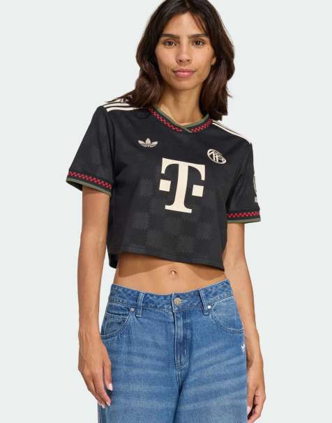 adidas performance Fc bayern 25/26 cropped third jersey in black / halo ivory