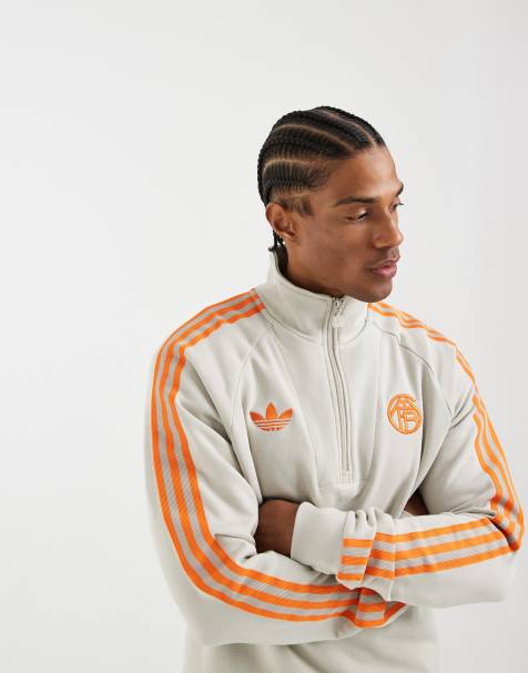 adidas performance Fc bayern originals half zip top in beige - view 1