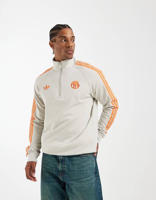 adidas performance Fc bayern originals half zip top in beige | ASOS