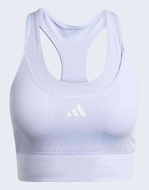 adidas Performance – Fioletowy biustonosz sportowy zapewniający średnie podtrzymanie z kieszonkami