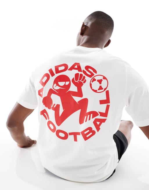adidas performance Football sticker graphic tee in white
