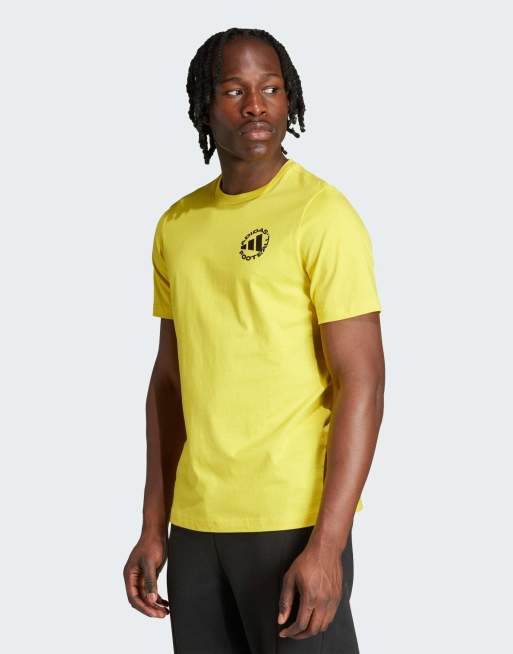 adidas performance Football sticker graphic tee in yellow
