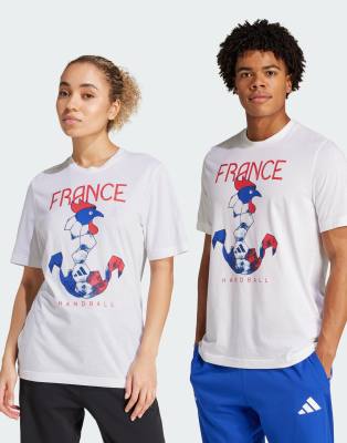 adidas Performance - Frankreich - Handball - Climacool - T-Shirt in Weiß mit Grafik