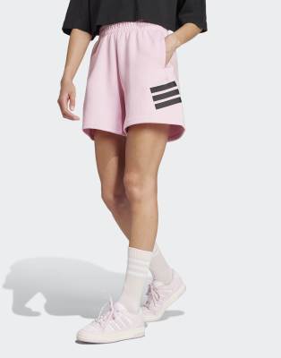 adidas performance Future icons 3-stripes shorts in true pink