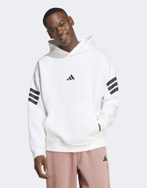 adidas Performance – Future Icons – Biała bluza z kapturem z 3 paskami
