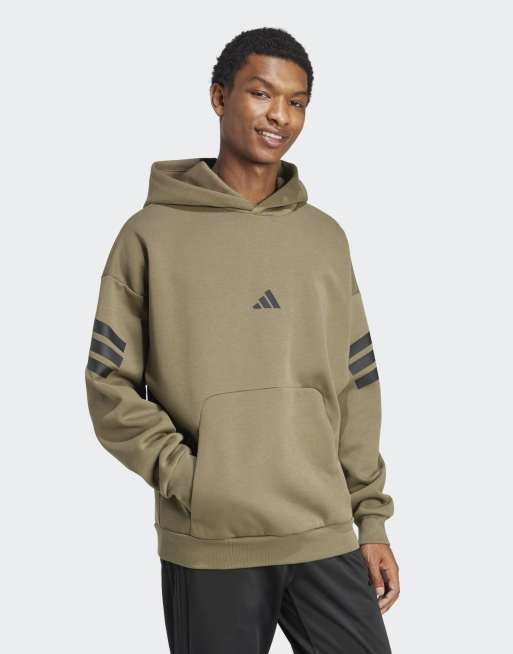 adidas performance - Future Icons - Felpa con cappuccio oliva strata con 3 strisce