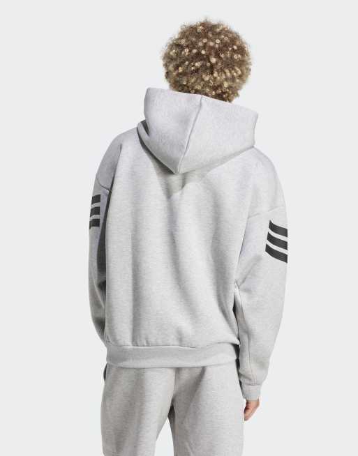 adidas performance - Future Icons - Hoodie met 3-Stripes in gemêleerd middengrijs, 4 van 4