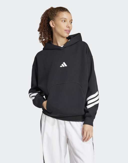 adidas Performance – Future Icons – Kapuzenpullover in Schwarz mit 3-Streifen-Design