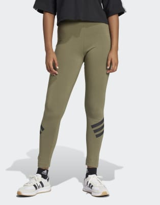 adidas Performance - Future Icons - Leggings in Olive Strata mit den 3 Streifen-Grün