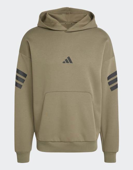 adidas Performance - Future Icons - Olivengrøn hættetrøje med 3 striber, 3 af 4