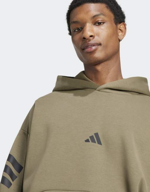 adidas Performance – Future Icons – Oliwkowa bluza z kapturem i 3 paskami, 4 z 4