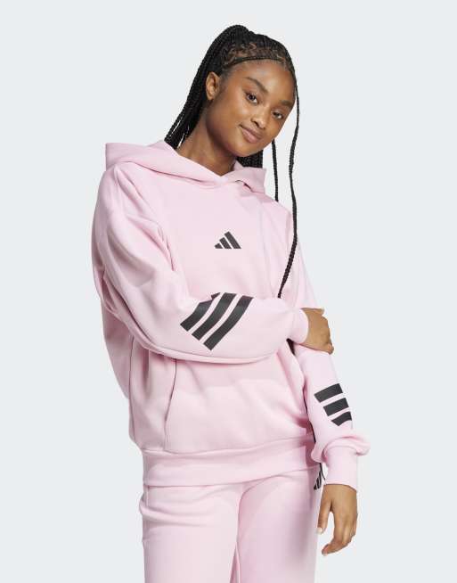 adidas Performance – Future Icons – Różowa bluza z kapturem i 3 paskami