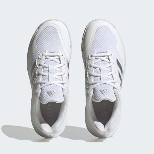 adidas performance Gamecourt 2.0 tennis shoes in cloud white / silver metallic, 3 of 4
