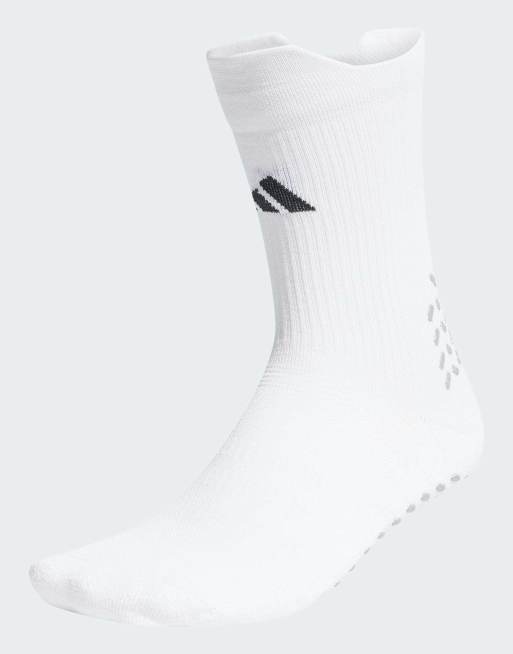 adidas performance – Gepolsterte Performance-Crew-Fußballsocken in Weiß/Schwarz mit Grip-Print und Logo